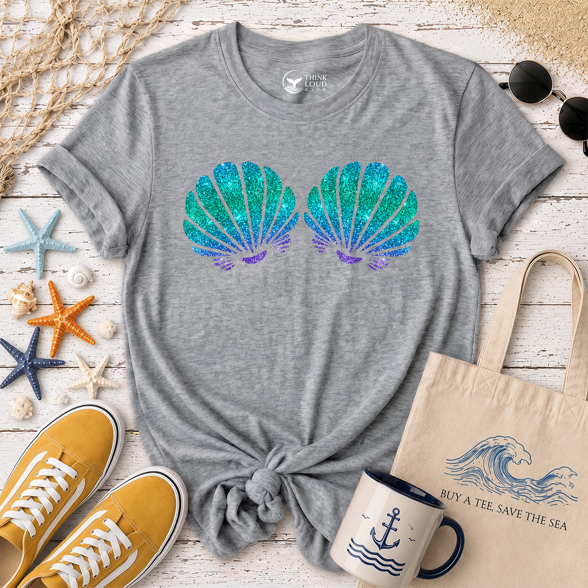Mermaid Sea Shell Bra T-Shirt