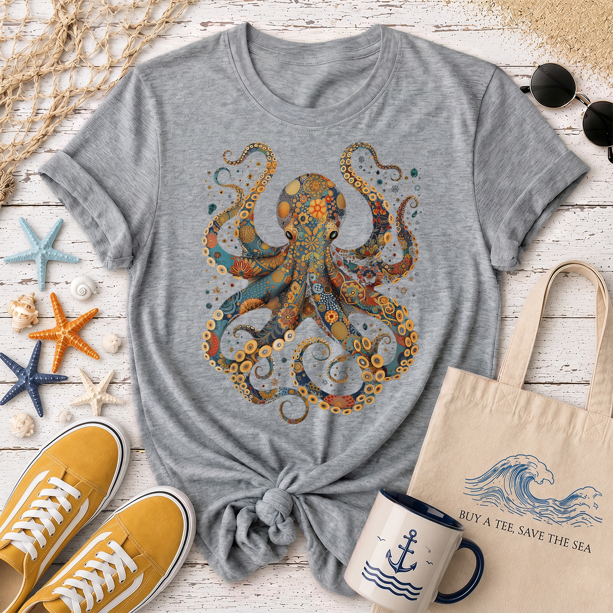 Octopus Floral Vintage T-Shirt